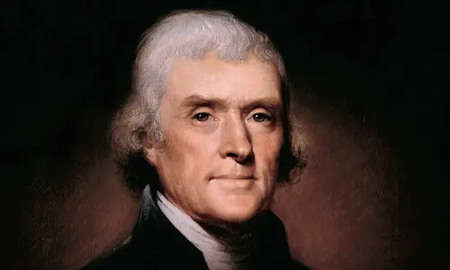 A portrait of Thomas Jefferson, commonly associated with an early domestic dumbwaiter.