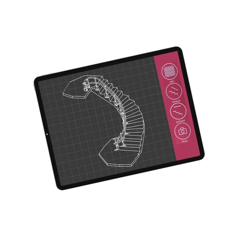 Photo example of photo measuring tool PS4D, used for curved rail applications.