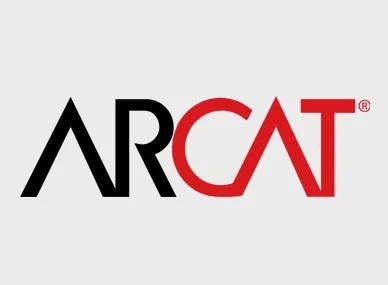 ARCAT logo with the letters ‘AR’ in black and ‘CAT’ in red on a light gray background.