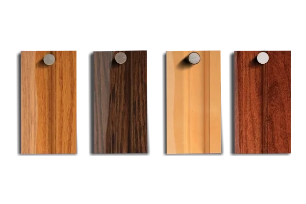 Different raised hardwood finish options for home elevator cab.