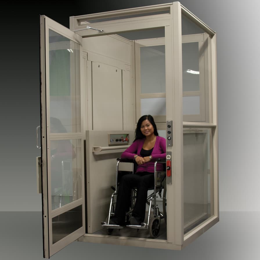 Savaria Multilift Enclosed VPL Door Open with Model